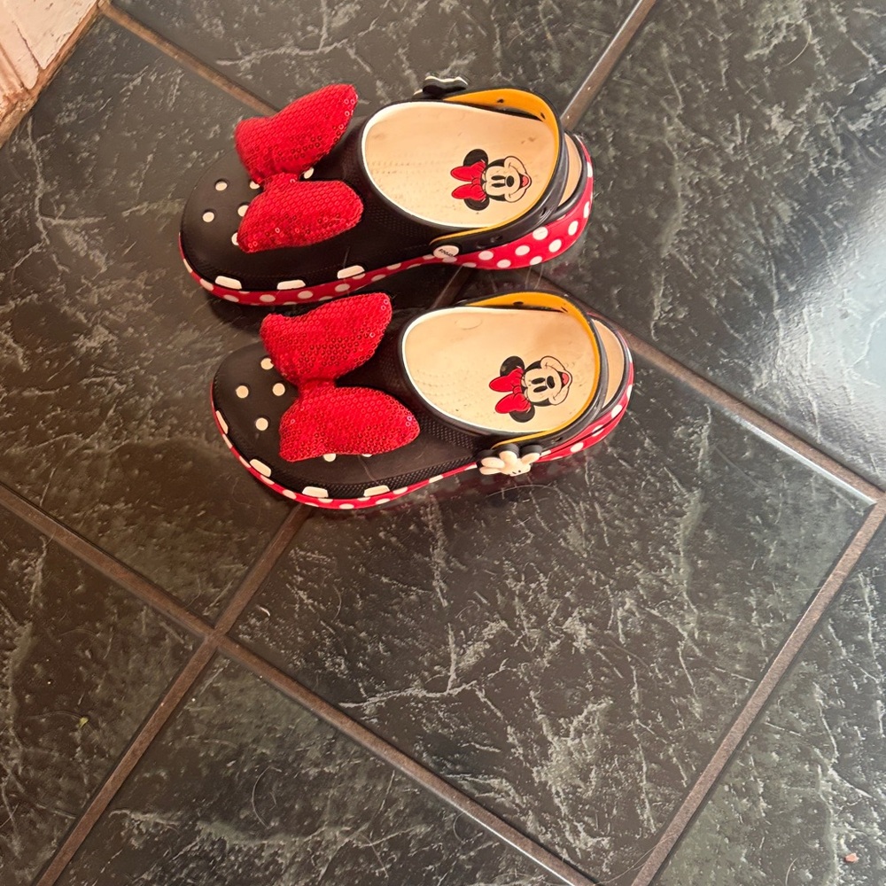 Disney Minnie Mouse Crocs- Black and Red with Polka dots